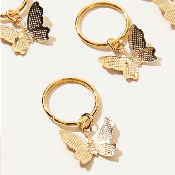 6 Pc. Gold OR Silver Butterfly Hair Rings - Picture 2 of 5